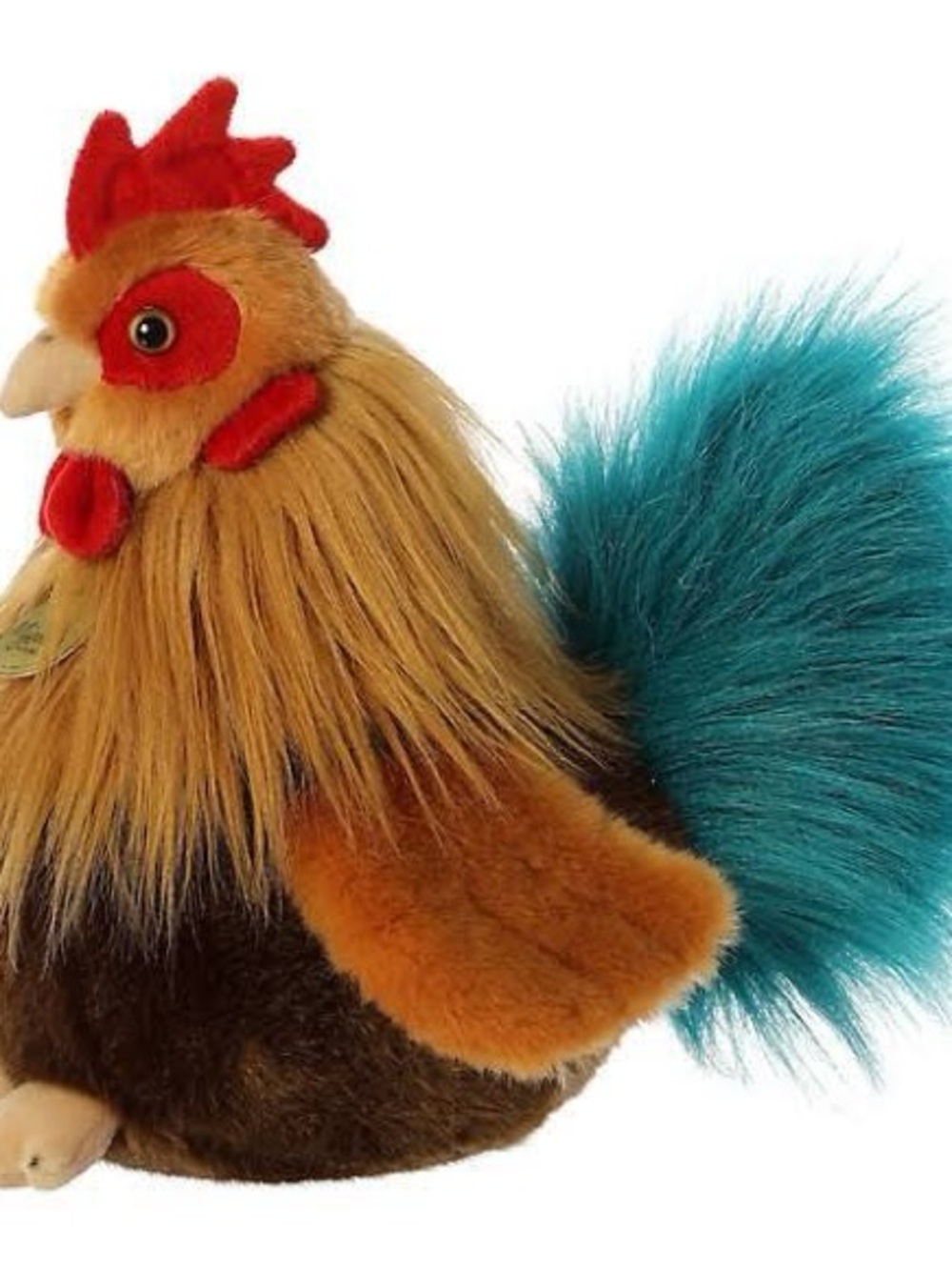 9”  Aurora Miyoni Rooster Chicken Plush Stuffed Animal Bird Blue Tail